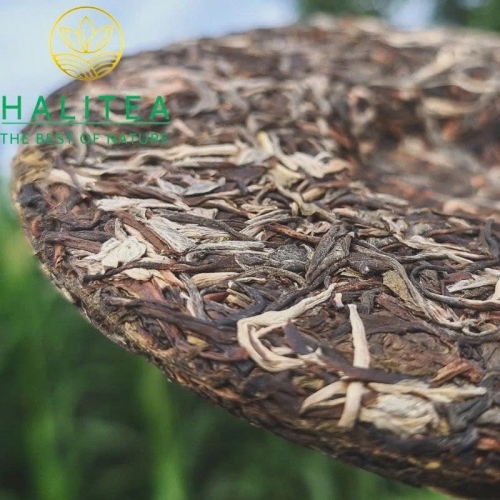 Trà Phổ Nhĩ Sống Tây Song Bản Nạp Trung Hoành Ấn Xanh - Bánh 357g