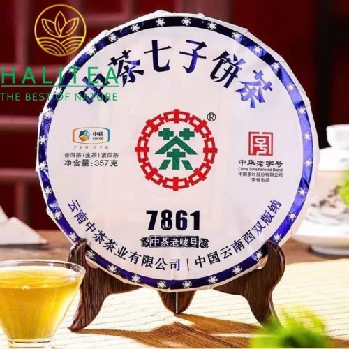 Trà Phổ Nhĩ Sống Trung Trà 7861 (Zhongcha) 2024 Bản Kinh Điển Mãnh Hải – Bánh 357g