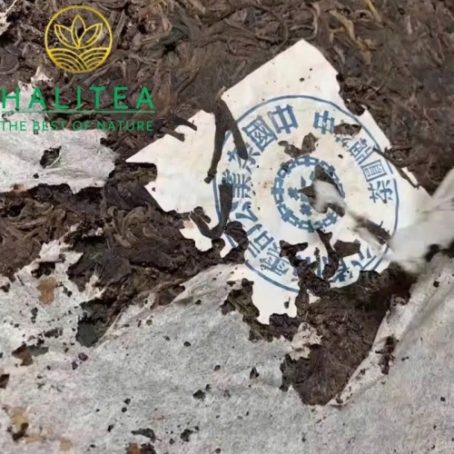 Trà Phổ Nhĩ Sống Trung Trà Lam Ấn 1980s (Zhongcha Blue Label) – Bánh 357g