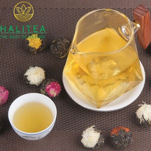 Trà Phổ Nhĩ Sống Viên Long Châu Hoa Tự Nhiên - Hộp 18 Viên