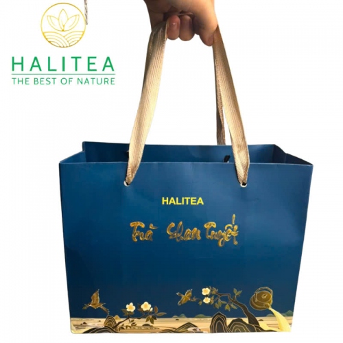Trà Shan Tuyết Cổ Thụ HALITEA Cao Cấp Hộp Thiếc Xanh 200gr Set Quà Tết