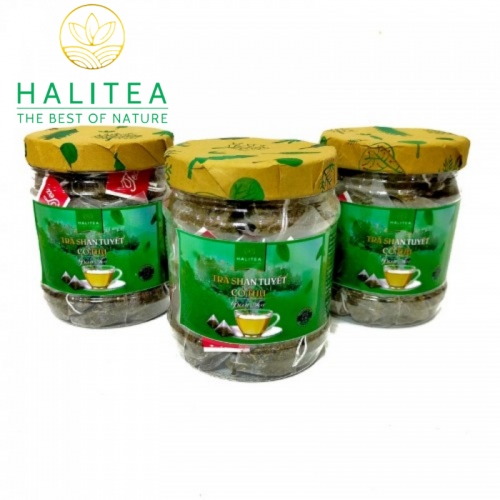 Trà Shan Tuyết Cổ Thụ HALITEA Túi Tam Giác Cao Cấp Hũ 15 Gói X5gr
