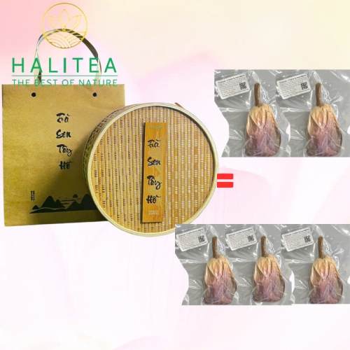 Trà Ướp Sen Tây Hồ Sấy Thăng Hoa Hộp Quà Tặng Tre Cao Cấp