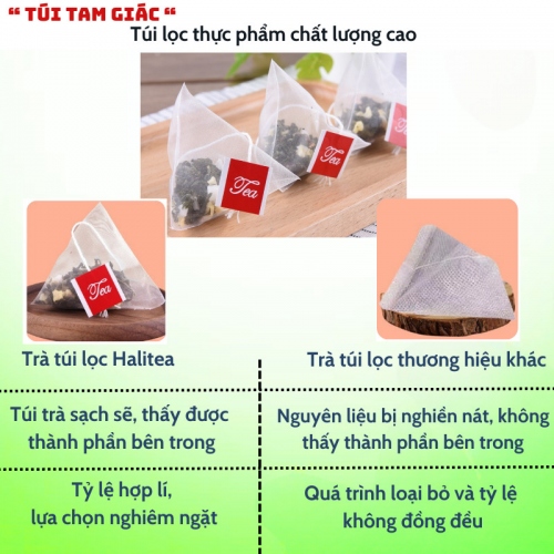 Trà Xanh Đào HALITEA Túi Tam Giác Hộp Thiếc 35gr/ hộp/10 túi