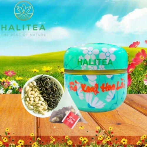 Trà Xanh Hoa Lài HALITEA Túi Tam Giác Hộp Thiếc 30gr/ hộp/10 túi