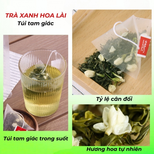 Trà Xanh Hoa Lài HALITEA Túi Tam Giác Hộp Thiếc 30gr/ hộp/10 túi