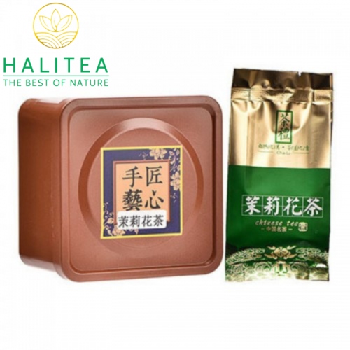 Trà Xanh Hoa Lài Hộp Thiếc 50g/ hộp/ 10 gói