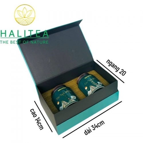 Lục Trà Shan Tuyết Cổ Thụ Đặc Cấp Tà Xùa – Hộp Hũ Sứ Cao Cấp HALITEA