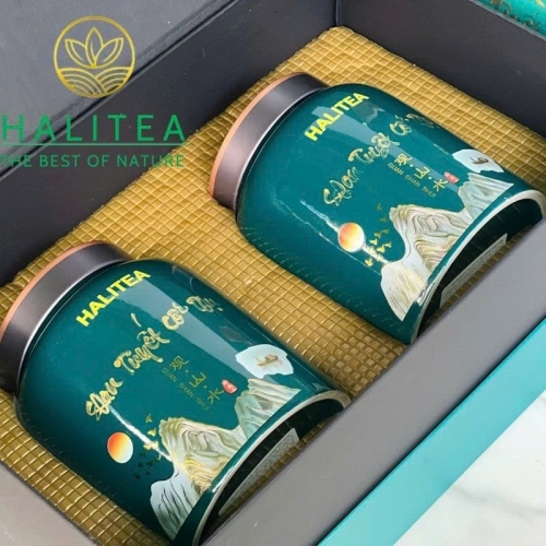 Lục Trà Shan Tuyết Cổ Thụ Đặc Cấp Tà Xùa – Hộp Hũ Sứ Cao Cấp HALITEA