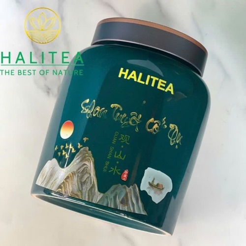Lục Trà Shan Tuyết Cổ Thụ Đặc Cấp Tà Xùa – Hộp Hũ Sứ Cao Cấp HALITEA