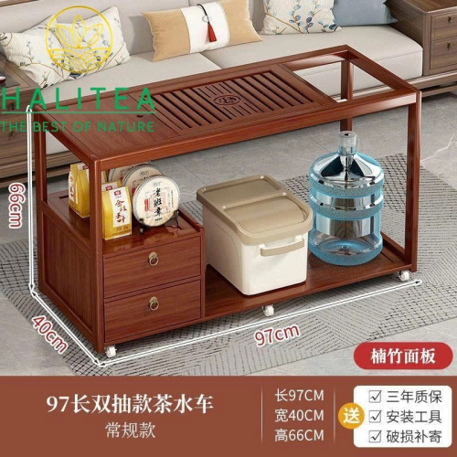 Tủ Pha Trà Di Động Bằng Gỗ Bánh Xe Lăn KT: 66X60X40cm
