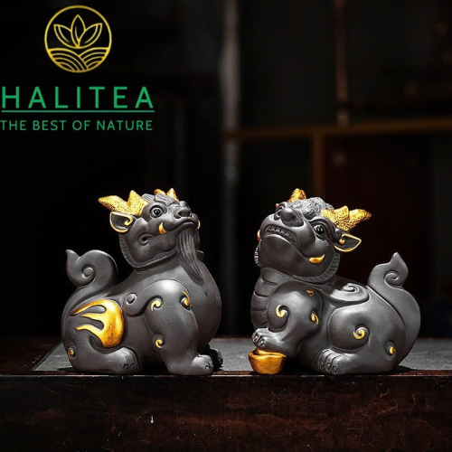Tỳ Hưu Tử Sa Vẽ Vàng Cao Cấp - Tea Pet