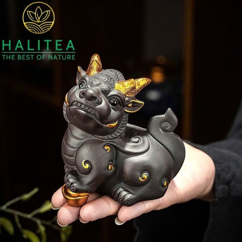 Tỳ Hưu Tử Sa Vẽ Vàng Cao Cấp - Tea Pet