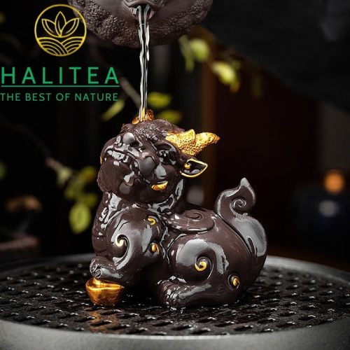 Tỳ Hưu Tử Sa Vẽ Vàng Cao Cấp - Tea Pet