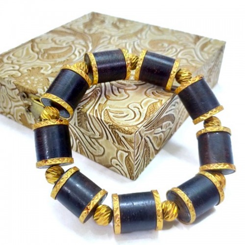 Vòng Trầm Hương Đốt Trúc Mix Mạ Vàng Xi 24k TH03
