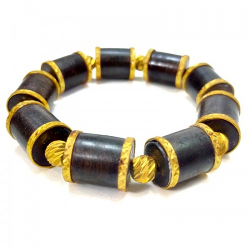Vòng Trầm Hương Đốt Trúc Mix Mạ Vàng Xi 24k TH03